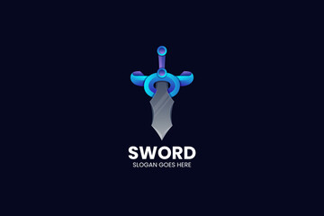 Sword Gradient Colorful Logo. Vector Illustration