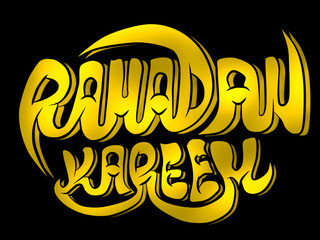 Ramadan background, ramadan kareem text, Hand lettering, calligraphy, gold color vector 