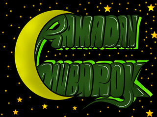 Ramadan background, eid mubarak text, Hand lettering, calligraphy, gold color, abstract, star illustration vector 