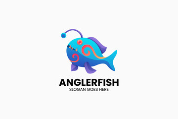 Obraz premium Anglerfish Gradient Colorful Logo. Vector Illustration