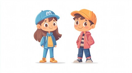 Cartoon Boy and Girl Icon for Childhood Memories and Activities