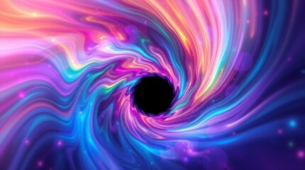 Obraz premium High-resolution stock photo A cosmic vortex of vibrant, multicolored light streams into a dark void