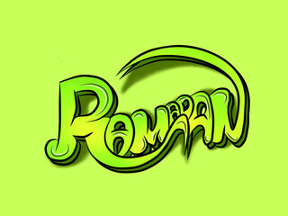 Ramadan background, ramadan text, Hand lettering, calligraphy, green color vector 