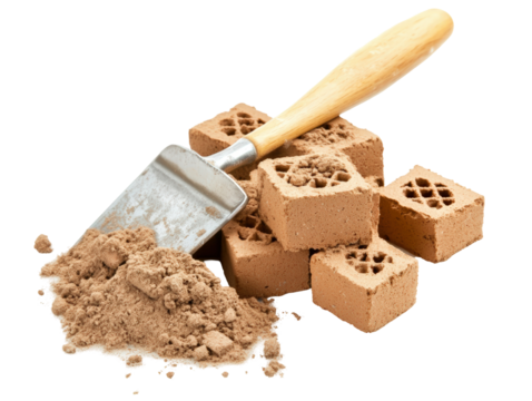 Isolated Bricks and Trowel Construction Elements