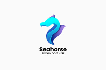 Seahorse Gradient Colorful Logo. Vector Illustration