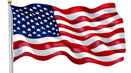 Fototapeta premium America flag on a flagpole glowing under radiant sunlight