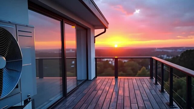 Deck with Air Conditioner and Sunset View