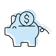 Piggy Banking color shadow thinline icon , vector, pixel perfect, illustrator file 
