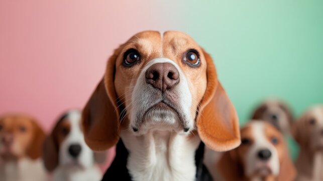A close-up of a beagle dog showcasing its endearing expression, reflecting intelligence and curiosity, ideal for animal lovers and advocates of canine companionship.