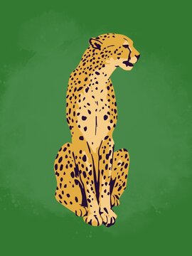 cheeta digital green 18x24 inch - Wall Decor for bedroom, digital wall art, aesthetic cheetah art