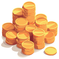 A pile of gold coins  Vector illustration. Icon.