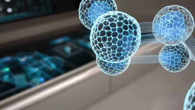 Digital connections in the form of threads and balls.
