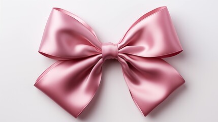 A decorative pink bow tied neatly, placed on top of a luxury gift box, isolated, studio view.
