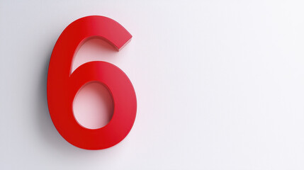 Red number six on white background, perfect for modern design projects