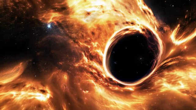 Supermassive black hole mystery: cosmic phenomenon, gravitational pull, event horizon, space-time distortion, galaxy center, immense mass, wormhole theory, interstellar travel, astrophysical marvel.