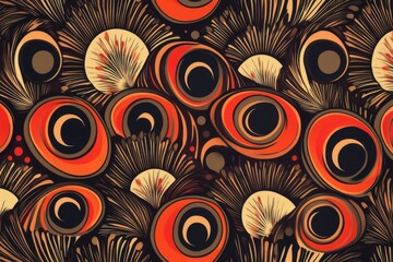 Fototapeta premium Abstract art featuring vibrant orange and brown circles