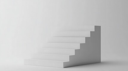 Obraz premium White book stairs in a modern minimal 3D design with blank white backdrop