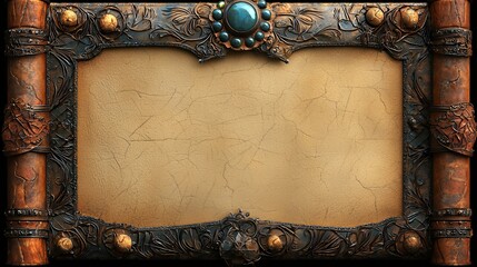 Antique Ornate Scroll Frame:  A Vintage, Detailed,  Aged  Design Perfect for  Medieval, Fantasy or Historical Projects