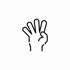 four fingers raised icon sign vector