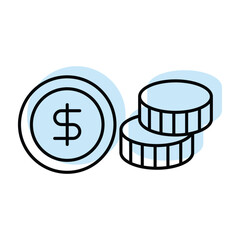 Coins   color shadow thinline icon , vector, pixel perfect, illustrator file 
