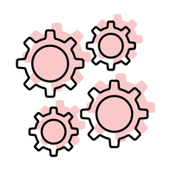 Cogwheel engineering color shadow thinline icon , vector, pixel perfect, illustrator file 
