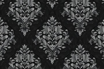 Fototapeta premium Elegant Damask Wallpaper in Gray and Black