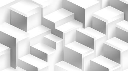 Minimal geometric lines created by white book stairs seamless white background