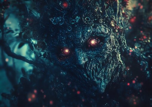 halloween demon with glowing eyes