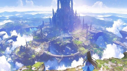 landscape with mountains and clouds