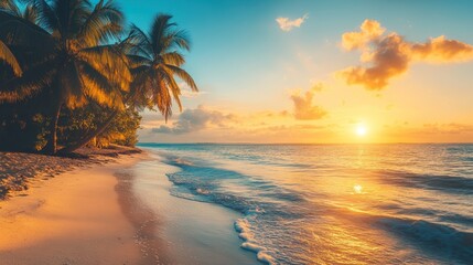 Sunset Paradise: Tropical Beach at Golden Hour