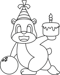 Hamster Birthday Bowling Animal Vector Graphic Art Illustration