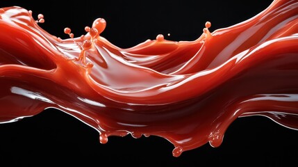 An intricate formation of rich red fluid creates an eye-catching display of motion and elegance on a deep black background, emphasizing creativity and artistic expression.