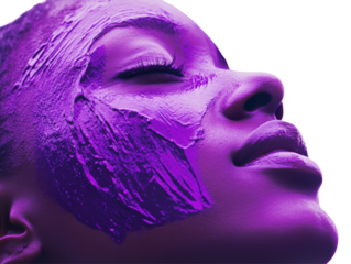 Isolated Woman with Purple Face Paint