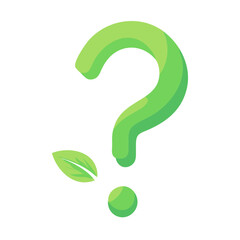 Naklejka premium Green question mark with leaf elements