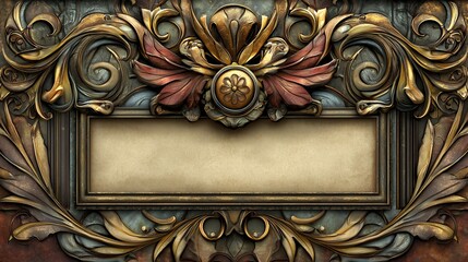 Antique Ornate Frame with Blank Parchment
