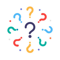 Naklejka premium Colorful question marks in a circular pattern