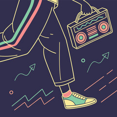 Floating holographic data stream with minimal details Illustrator Artwork