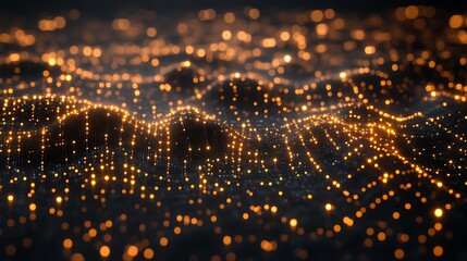 Abstract Golden Lights Wave Pattern Background