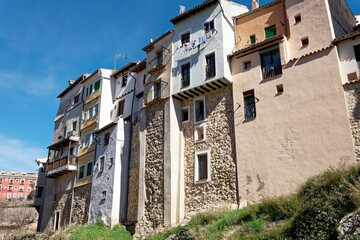 Colorful traditional houses in Cuenca, Spain.