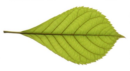 Obraz premium Single Green Leaf with Veins Isolated on White