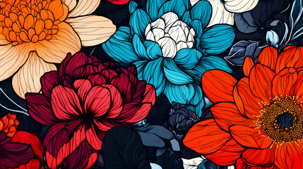 Vibrant psychedelic floral mandala design featuring a mix of colorful flowers and intricate geometric patterns, psychedelic. Intricate Mandala Pattern. Illustration