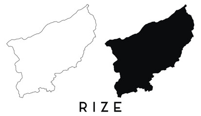 Rize Turkey map outline and black silhouette vector