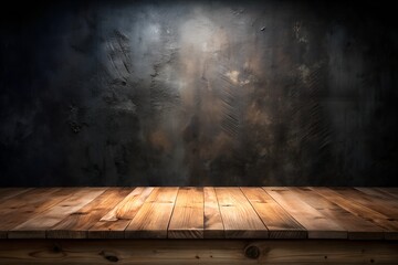 Rustic Wooden Table with Dark Background
