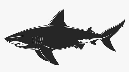 Fototapeta premium Bull Shark Silhouette Isolated On White Background