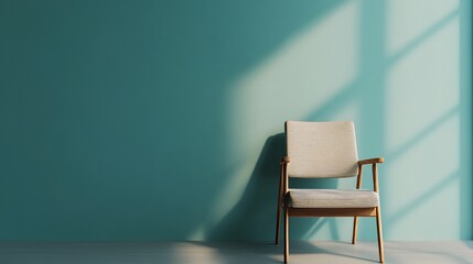 Empty chair with a blank sign, representing a hiring or job vacancy concept in a 3D render