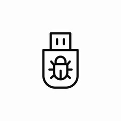 usb drive bug icon sign vector