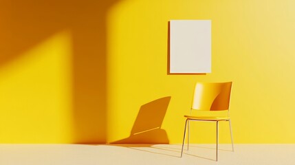 Empty chair with a blank sign, representing a hiring or job vacancy concept in a 3D render