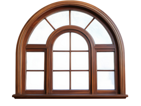 Isolated Large Wooden Arched Window