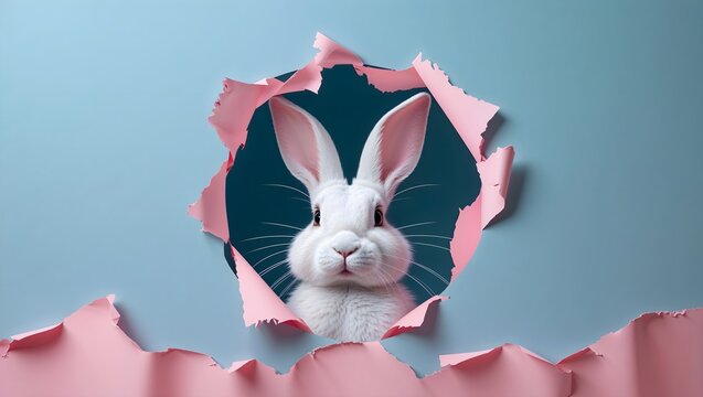 Hasengesicht: Durchblick im zerrissenen Papier