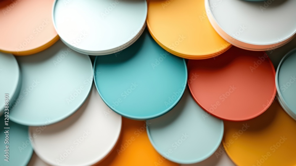 Poster an abstract image featuring colorful circular patterns, creating a visually striking arrangement tha